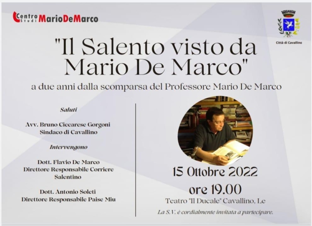 A Il Ducale di Cavallino si ricorda il prof salentino con “Il Salento visto da Mario De Marco”